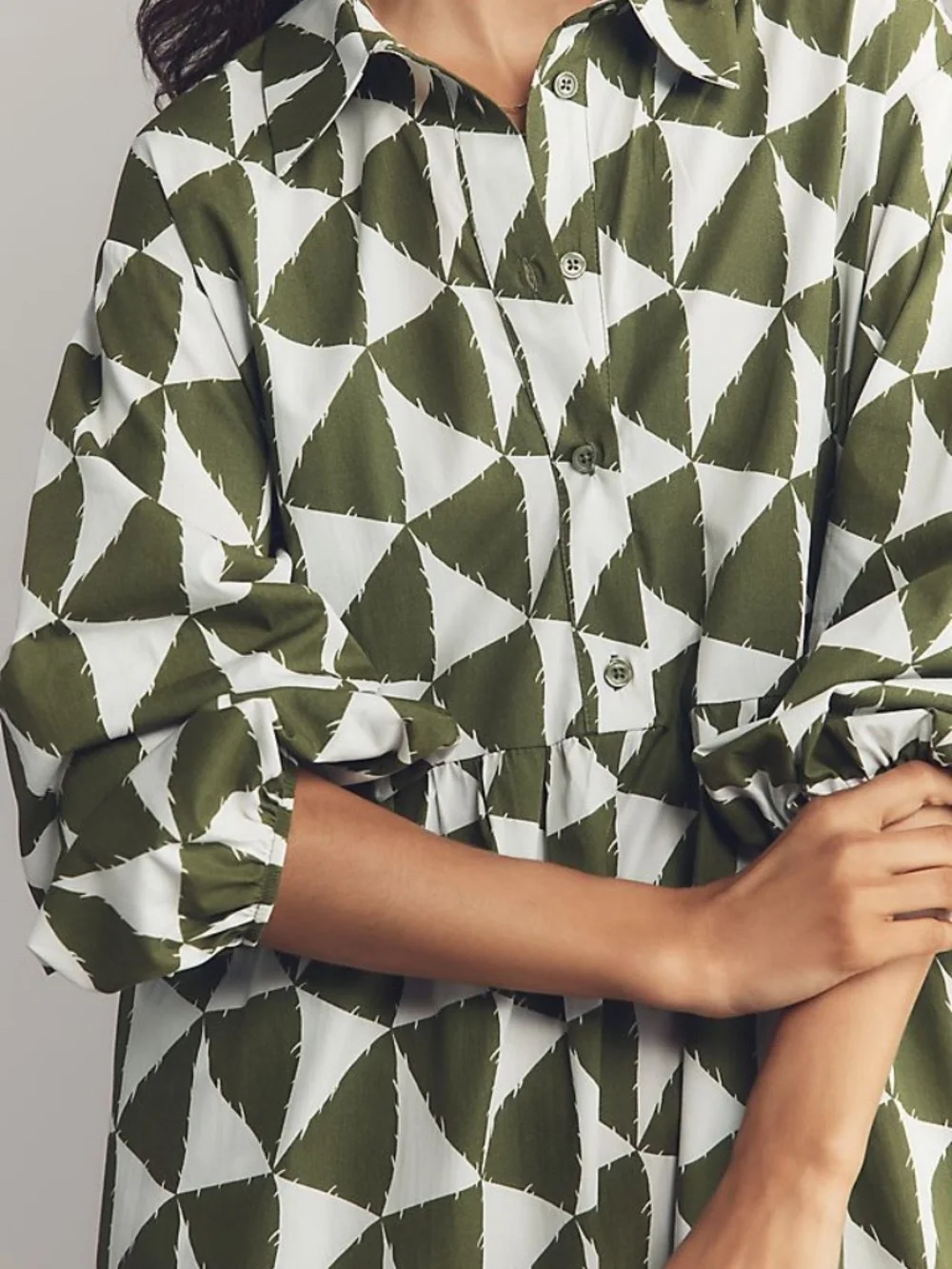 Anthropologie Maeve The Bettina Tiered Shirt Dress in Moss | M - Picture 4 of 5